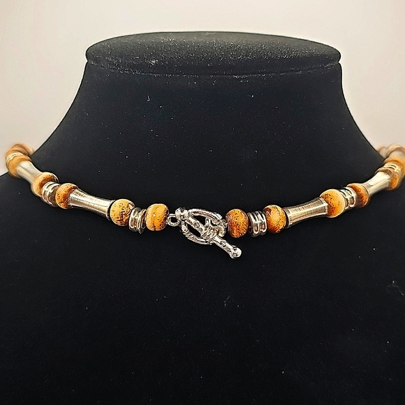 Meander Murano Style Inlay Sterling Silver Pendant Tribal Style Necklace - Picture 4 of 5